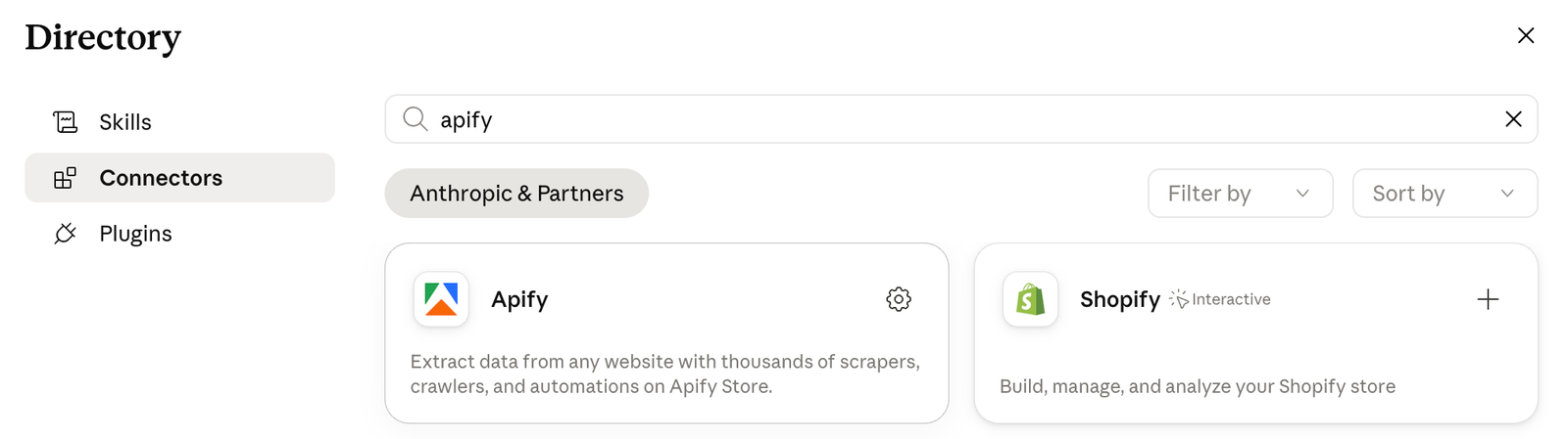 apify connector in claude